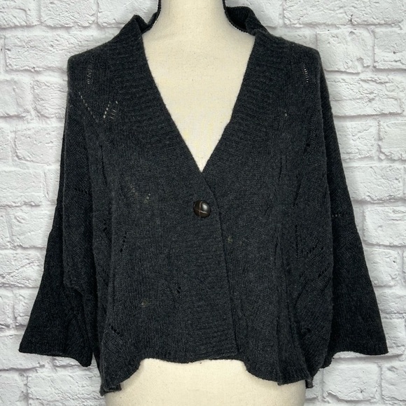 360 Cashmere Open Knit Cashmere Wool Blend Open Knit Button Down Cardigan - Picture 4 of 13